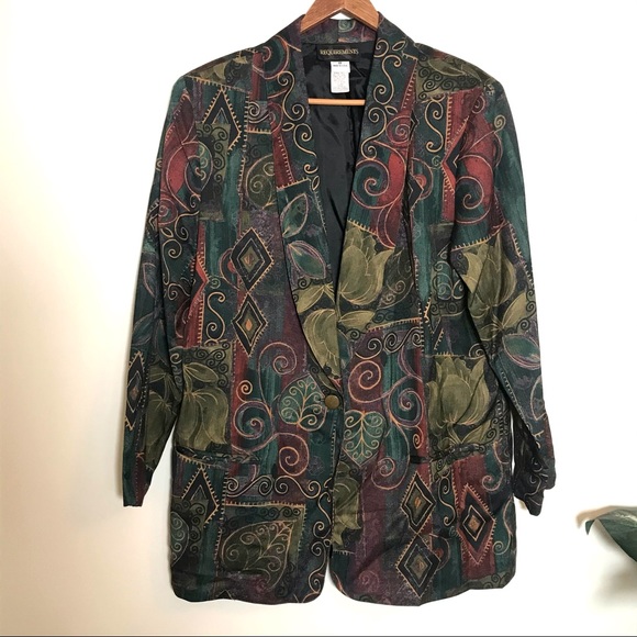Vintage REQUIREMENTS Flower/Leaf Abstract Blazer - Picture 3 of 4